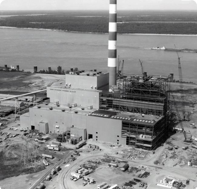 old b&w power plant photo