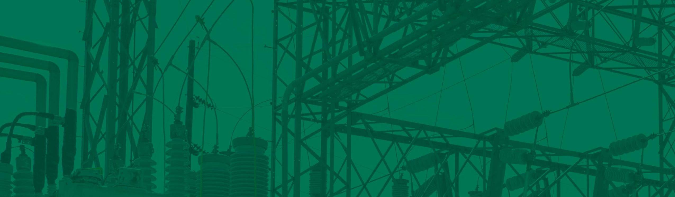 green transmission towers