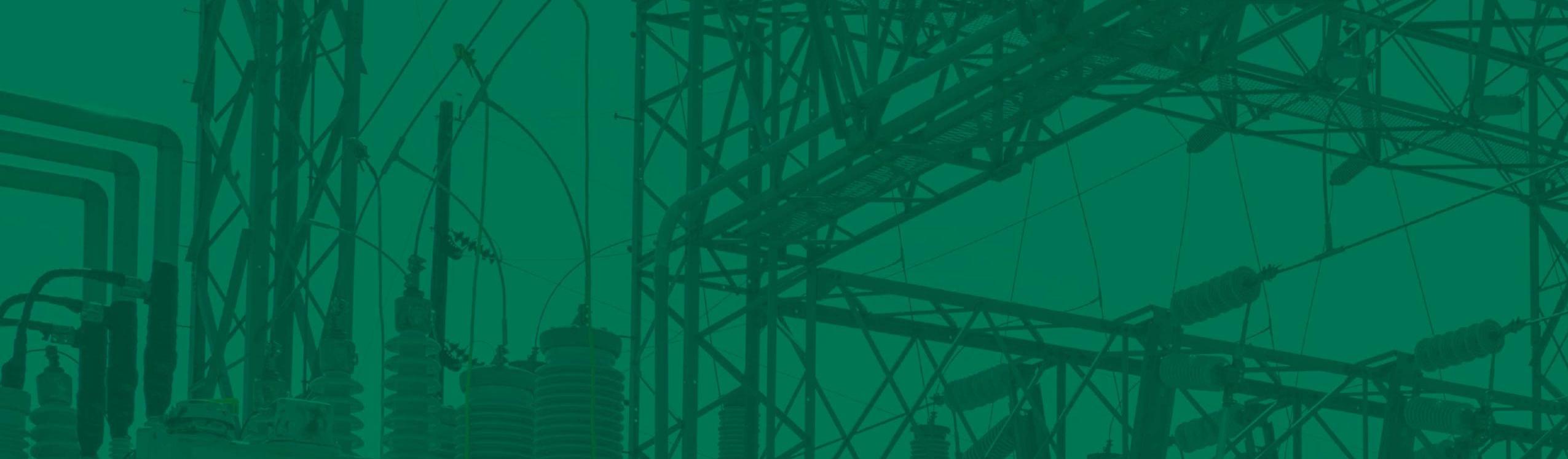 green transmission towers